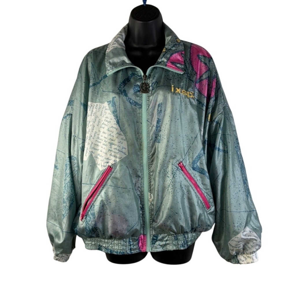 Vintage IXSPA by Jamie Sadock Women's Large Abstract Graphic‎ Windbreaker Jacket